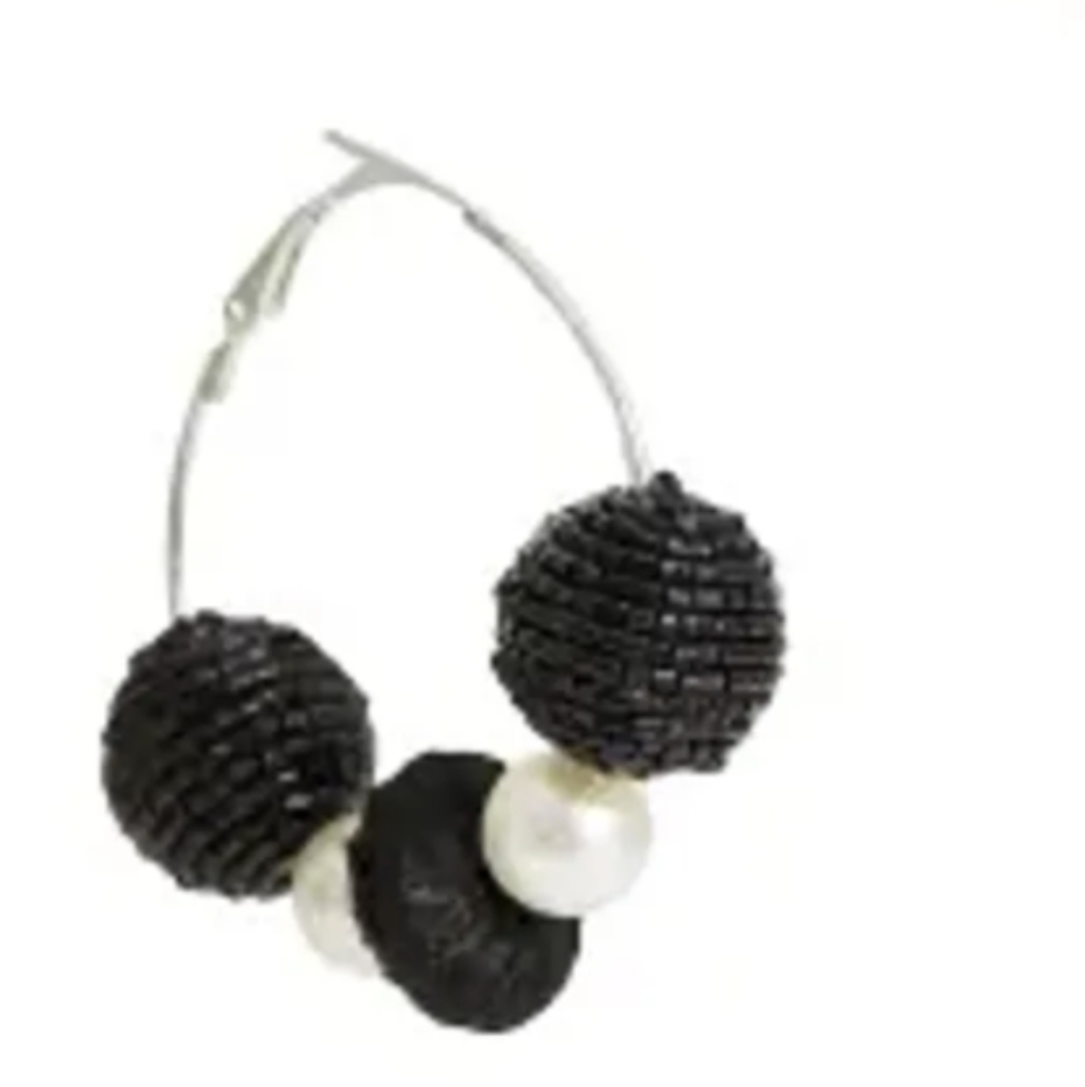 Area Stars Bead Pearl Hoops